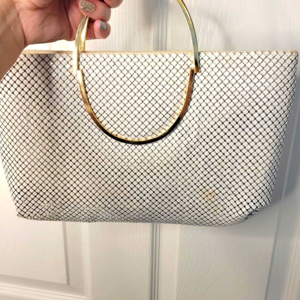 Vintage White Metal Tile Evening Bag